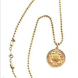 REMARKABLE REAL GOLD LOOKING COIN NECKLACE, LONG CHAIN, CAN BE WORN ON ANY CHAIN